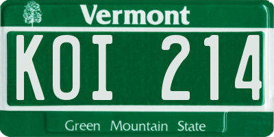 VT license plate KOI214