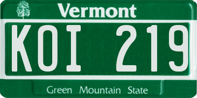 VT license plate KOI219