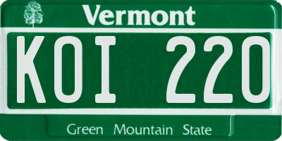 VT license plate KOI220