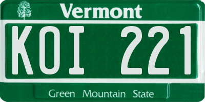 VT license plate KOI221