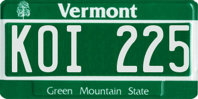 VT license plate KOI225