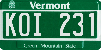 VT license plate KOI231