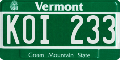 VT license plate KOI233