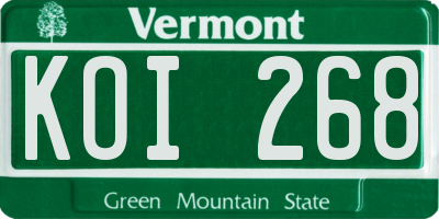 VT license plate KOI268
