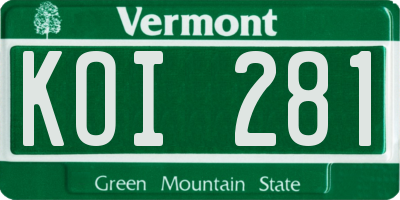 VT license plate KOI281