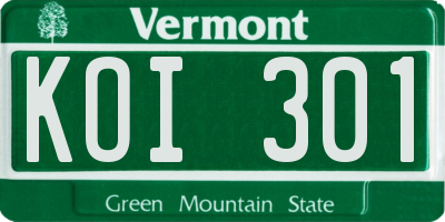 VT license plate KOI301