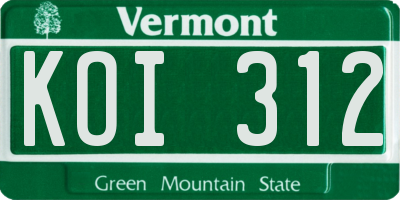 VT license plate KOI312