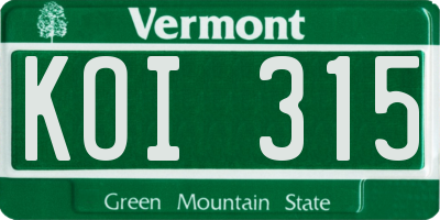 VT license plate KOI315