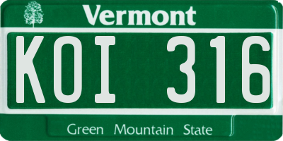 VT license plate KOI316