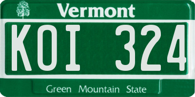 VT license plate KOI324