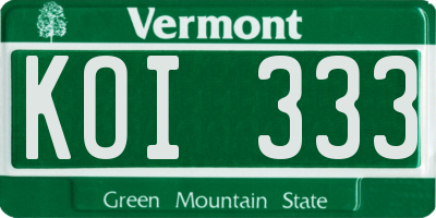 VT license plate KOI333