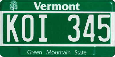 VT license plate KOI345