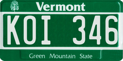 VT license plate KOI346