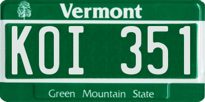 VT license plate KOI351