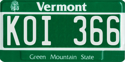VT license plate KOI366