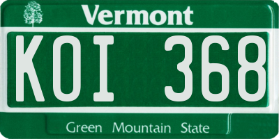 VT license plate KOI368