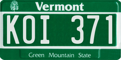 VT license plate KOI371