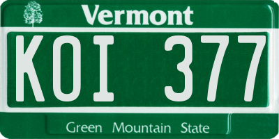 VT license plate KOI377