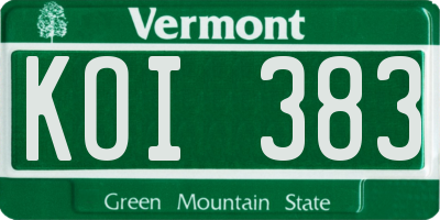 VT license plate KOI383