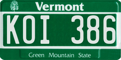 VT license plate KOI386
