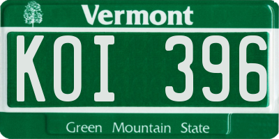 VT license plate KOI396