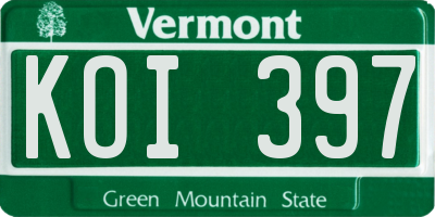 VT license plate KOI397
