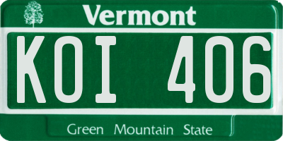 VT license plate KOI406