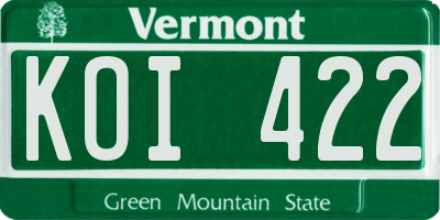 VT license plate KOI422