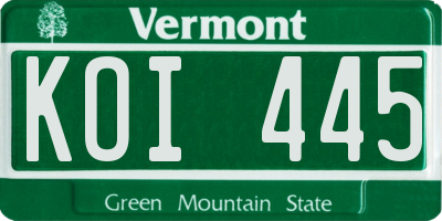 VT license plate KOI445