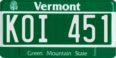 VT license plate KOI451