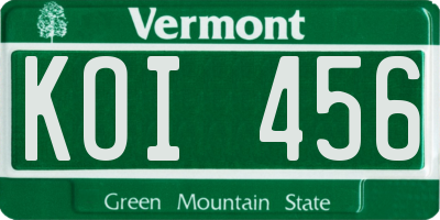 VT license plate KOI456