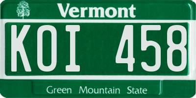 VT license plate KOI458