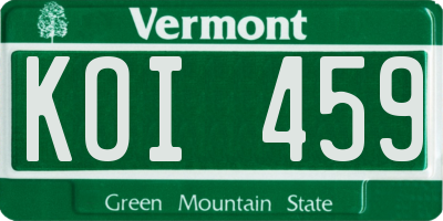 VT license plate KOI459