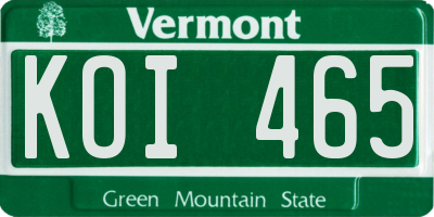 VT license plate KOI465