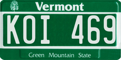 VT license plate KOI469