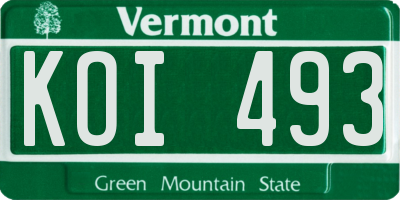 VT license plate KOI493