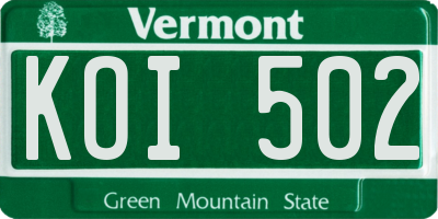 VT license plate KOI502