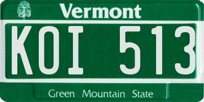 VT license plate KOI513