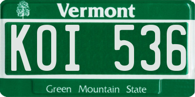 VT license plate KOI536