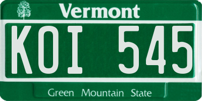 VT license plate KOI545