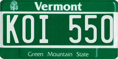 VT license plate KOI550