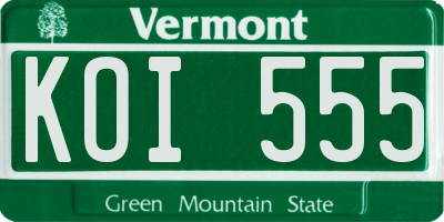 VT license plate KOI555