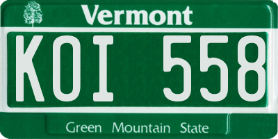 VT license plate KOI558