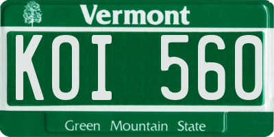 VT license plate KOI560