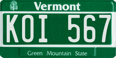 VT license plate KOI567