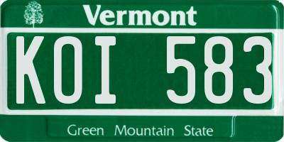 VT license plate KOI583