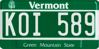 VT license plate KOI589