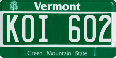 VT license plate KOI602