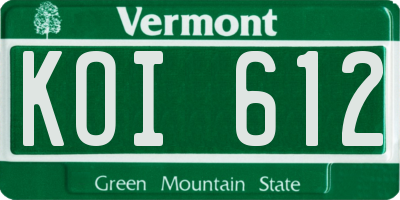 VT license plate KOI612