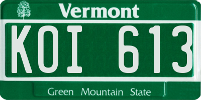 VT license plate KOI613